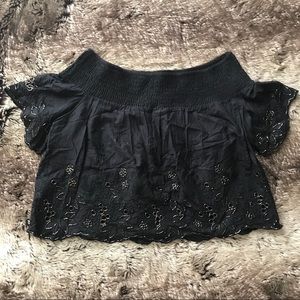 Topshop Black Embellished Off The Shoulder Top